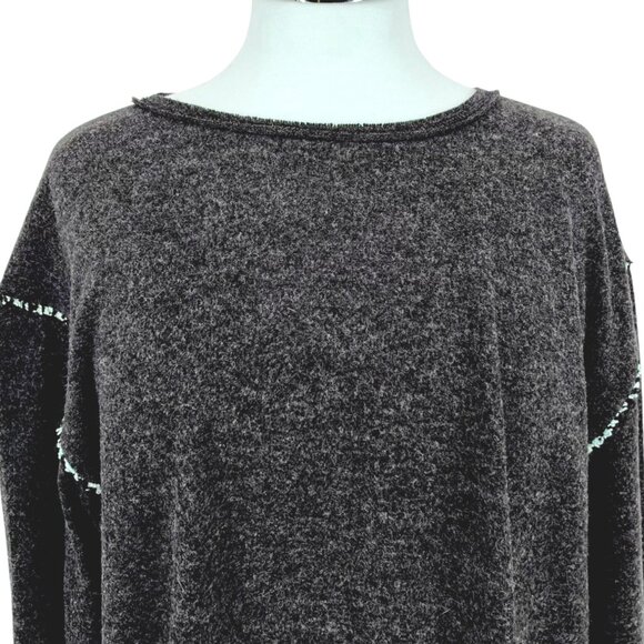 Hem & Thread Contrast Trim Relaxed Long Sleeve Top Charcoal Size Small NWT - Picture 3 of 9